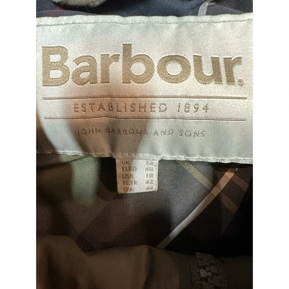 Barbour Jacket Mens Beige Lightweight Plaid Lined Hooded US Size 10 UK Size 14